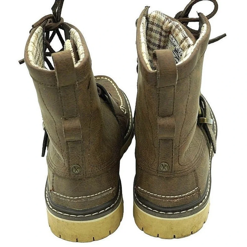 Rugged‎ Marc Ecko Blackwelder Crease Boots Men 7 Brown Buckle Moc Toe Combat Lug